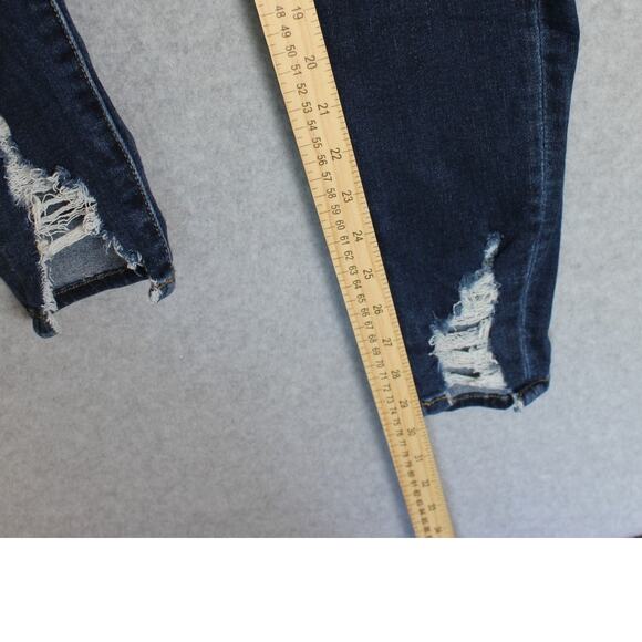 American Eagle Women's 8 Long Blue Distressed Next Level Stretch Hi Rise Jegging - Picture 3 of 8